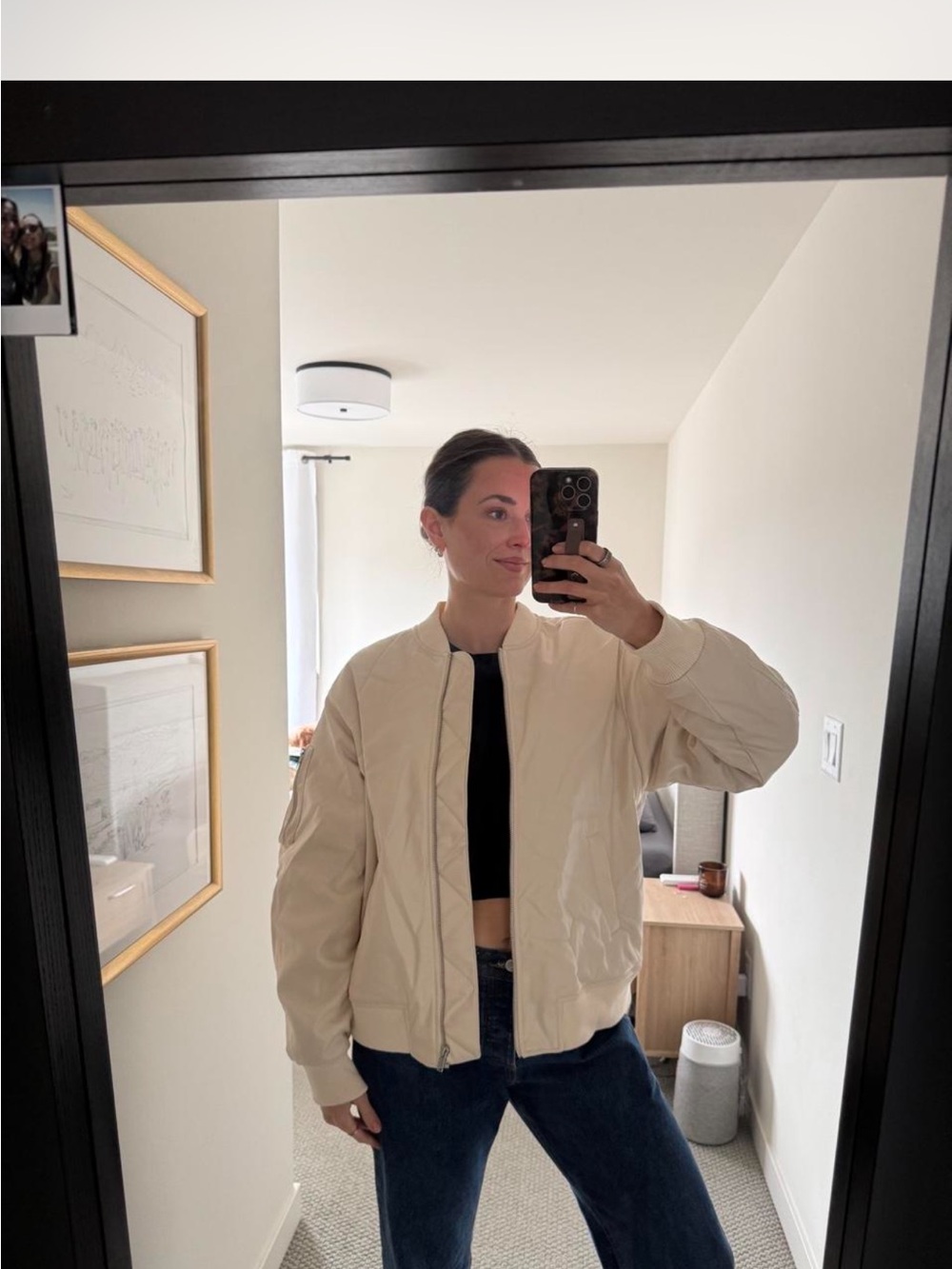 H&M Cream Bomber Jacket - Minimal Silhouette